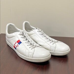 Louis Vuitton White Sneakers with Red and Blue Detail